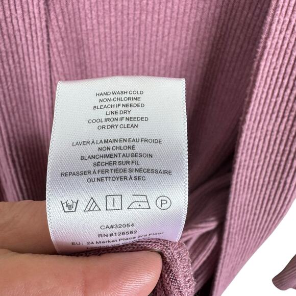 DOLAN West Coast Collection Mauve Oversized Open Ribbed Cardigan Pockets Size M - Picture 6 of 6